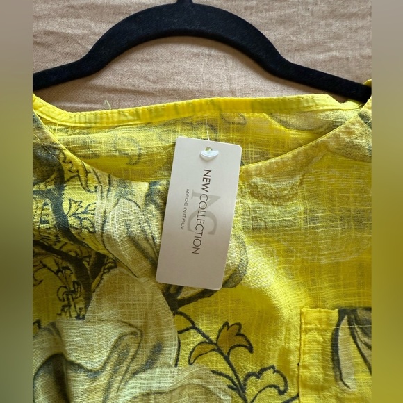 Made in Italy NEW gauzy cotton Floral Yellow lightweight Top - Picture 9 of 9